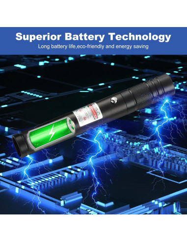 Puntero Láser Verde Recargable Damflew - 15.24 cm, USB