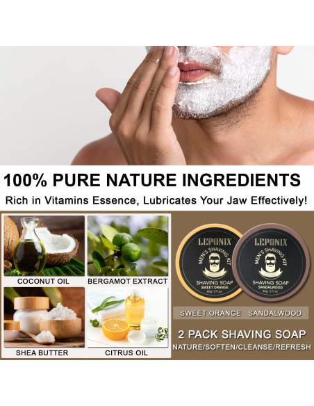 Kit de Afeitado Leponix - Navaja Recta, Jabón y Brocha