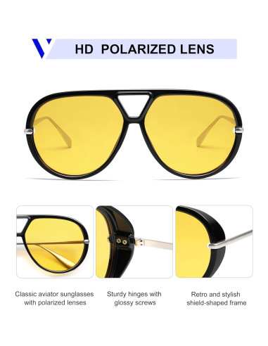Gafas de sol aviador VANLINKER polarizadas retro grandes