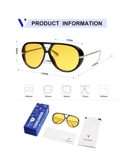 Gafas de sol aviador VANLINKER polarizadas retro grandes