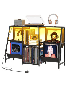 Soporte para Tocadiscos HOOBRO BB114DCJ01 con Luz LED y Almacenamiento