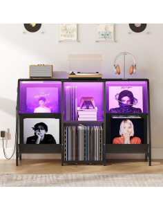 Soporte para Tocadiscos HOOBRO BB114DCJ01 con Luz LED y Almacenamiento 2