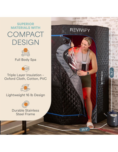 Sauna Portátil LifePro LP-RVFYDX-BLK con Luz Roja y Vapor