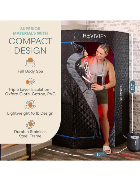 Sauna Portátil LifePro LP-RVFYDX-BLK con Luz Roja y Vapor
