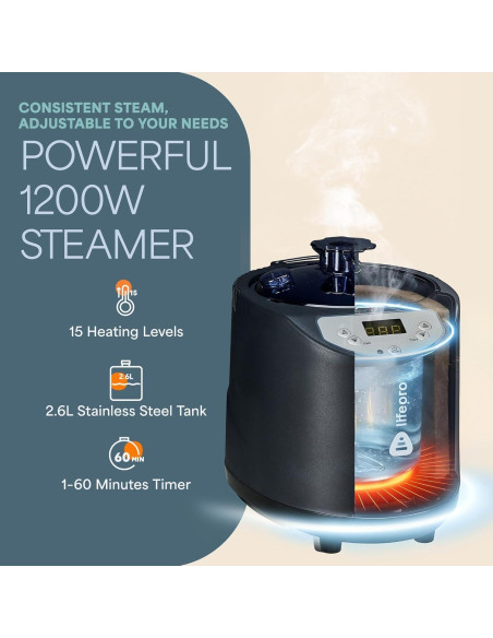 Sauna Portátil LifePro LP-RVFYDX-BLK con Luz Roja y Vapor