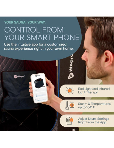 Sauna Portátil LifePro LP-RVFYDX-BLK con Luz Roja y Vapor