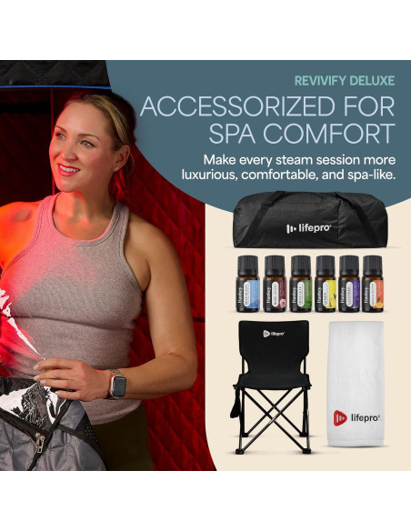 Sauna Portátil LifePro LP-RVFYDX-BLK con Luz Roja y Vapor