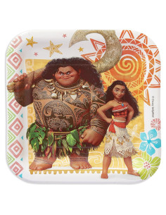 Platos Cuadrados Disney Moana 17.78 cm - Paquete de 8