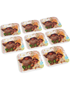 Platos Cuadrados Disney Moana 17.78 cm - Paquete de 8 2