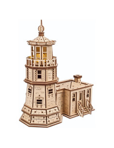 Rompecabezas 3D UGEARS Faro Split Rock con Luz LED - 295 Pcs