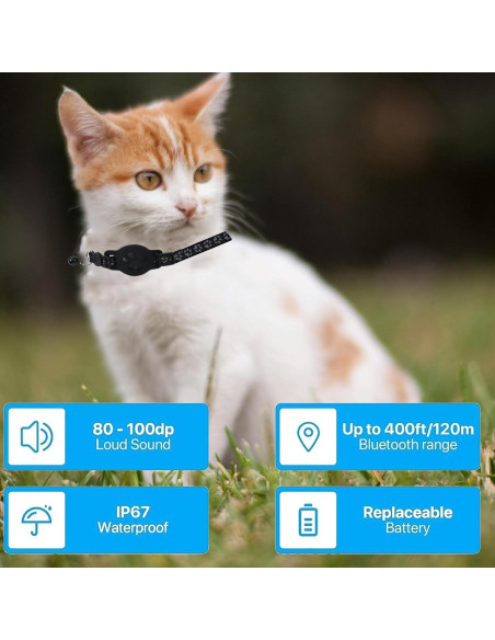 Collar GPS para Gatos EGLANCLIFM con Bluetooth Doble y Batería Larga