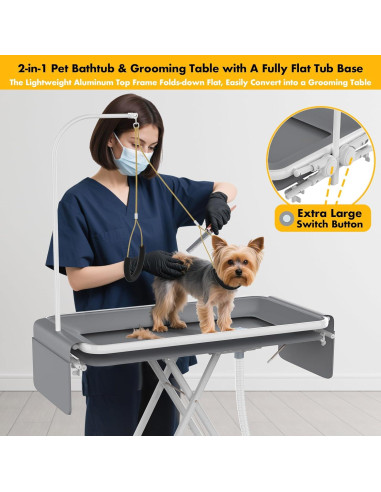 Bañera y Mesa de Aseo Portátil PAWZIDEA 2 en 1 84 cm