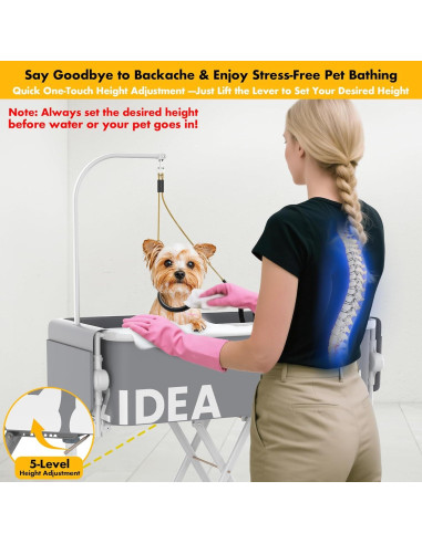 Bañera y Mesa de Aseo Portátil PAWZIDEA 2 en 1 84 cm