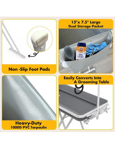 Bañera y Mesa de Aseo Portátil PAWZIDEA 2 en 1 84 cm