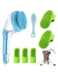 Juego de 7 Cepillos para Baño de Mascotas WUMUTI Azul