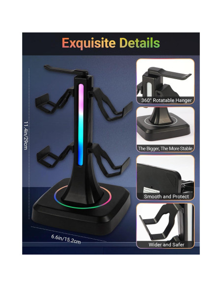 Soporte para Controladores y Auriculares RGB Yichenkeji 29 cm