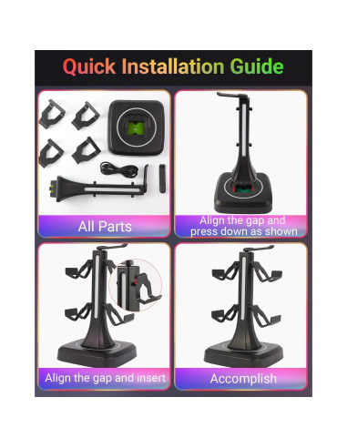 Soporte para Controladores y Auriculares RGB Yichenkeji 29 cm