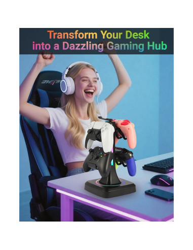 Soporte para Controladores y Auriculares RGB Yichenkeji 29 cm