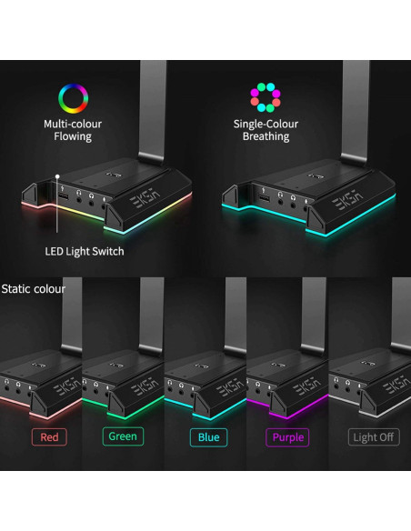 Soporte para Auriculares EKSA W1 con Iluminación RGB y Sonido 7.1