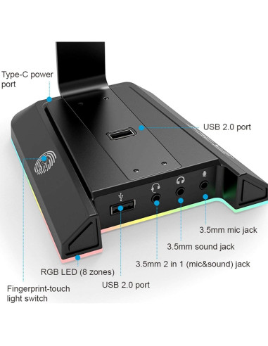 Soporte para Auriculares EKSA W1 con Iluminación RGB y Sonido 7.1