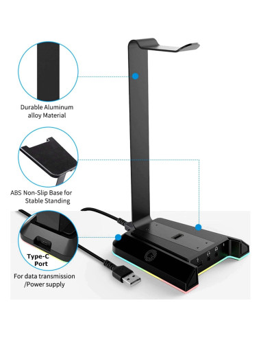 Soporte para Auriculares EKSA W1 con Iluminación RGB y Sonido 7.1