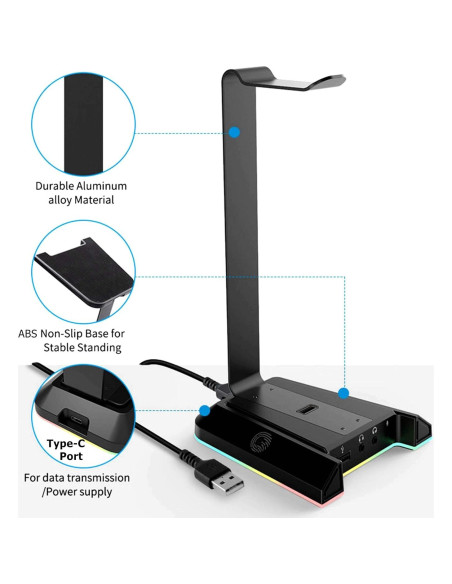 Soporte para Auriculares EKSA W1 con Iluminación RGB y Sonido 7.1