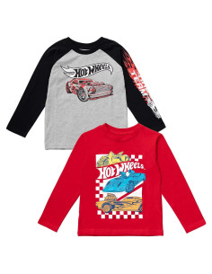 Camiseta de Manga Larga Hot Wheels para Niños 2T Gris/Rojo