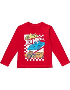 Camiseta de Manga Larga Hot Wheels para Niños 2T Gris/Rojo 2
