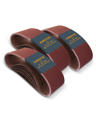 Cintas de Lijado 3x18" POWERTEC 10 Piezas Grano 40/60/80