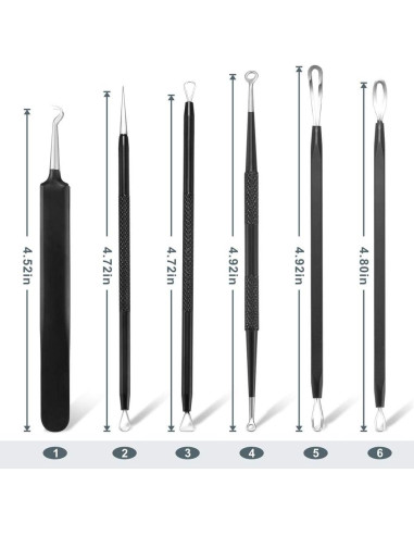 Kit de Herramientas Extractoras de Puntos Negros Tomata - 6 Piezas Acero Inoxidable