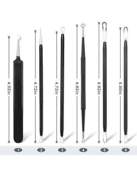 Kit de Herramientas Extractoras de Puntos Negros Tomata - 6 Piezas Acero Inoxidable