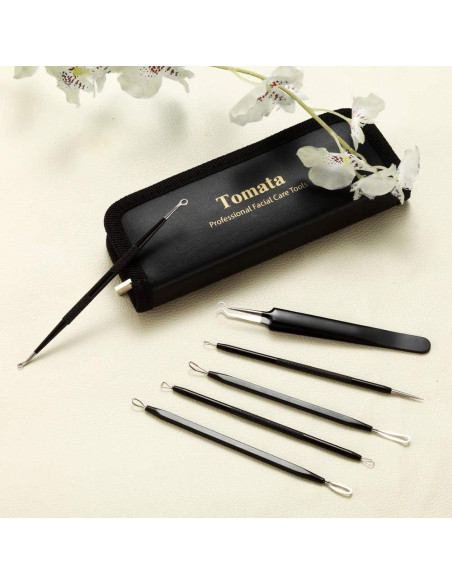 Kit de Herramientas Extractoras de Puntos Negros Tomata - 6 Piezas Acero Inoxidable