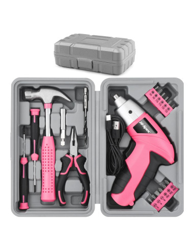 Juego de Destornillador Eléctrico Hi-Spec 19pc 3.6V Rosa USB