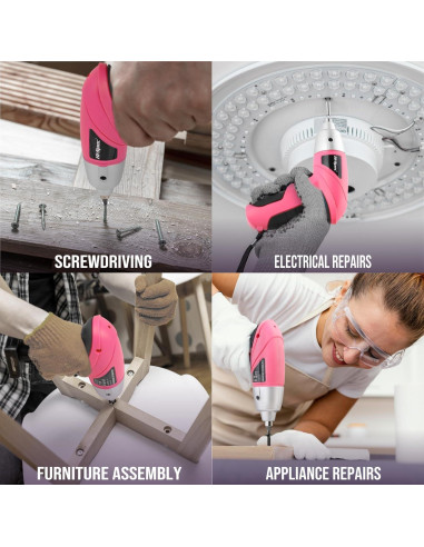 Juego de Destornillador Eléctrico Hi-Spec 19pc 3.6V Rosa USB