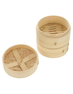 Juego de cestas de vapor de bambú Cabilock 3 piezas 12 cm