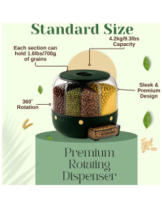 Dispensador de Granos Rotativo GRAINA 6 Compartimentos Herméticos 2