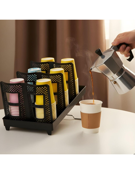 Dispensador de Tazas de Café Meyeyaia Negro 6 Compartimentos