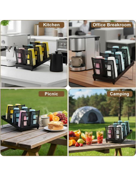 Dispensador de Tazas de Café Meyeyaia Negro 6 Compartimentos