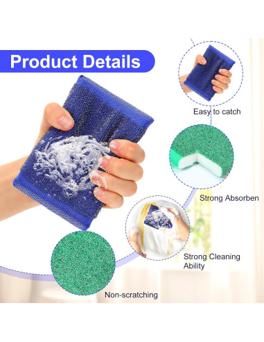 Paquete de 24 Esponjas de Acero Inoxidable Molain Sin Rayones