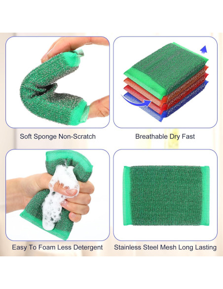 Paquete de 24 Esponjas de Acero Inoxidable Molain Sin Rayones