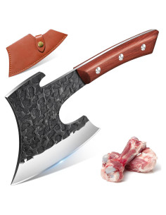 Cuchillo de Carnicero Dragón Púrpura 16.5 cm - Hacha Forjada para Cortar Huesos