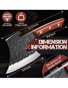 Cuchillo de Carnicero Dragón Púrpura 16.5 cm - Hacha Forjada para Cortar Huesos 2