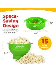 Hacedor de Palomitas de Silicona Hotpop Verde 15 Tazas Colapsable 2