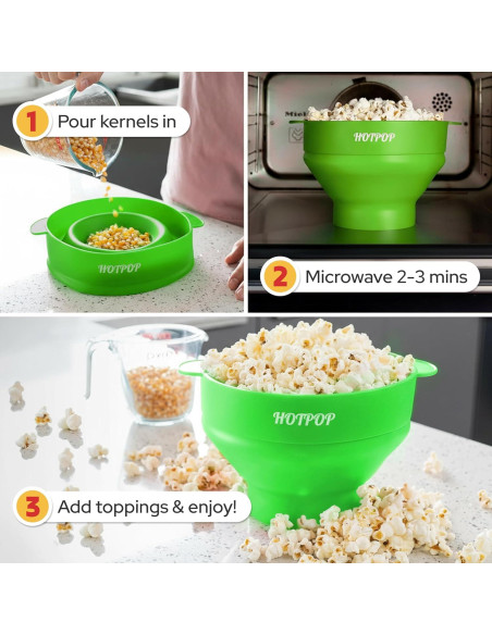 Hacedor de Palomitas de Silicona Hotpop Verde 15 Tazas Colapsable