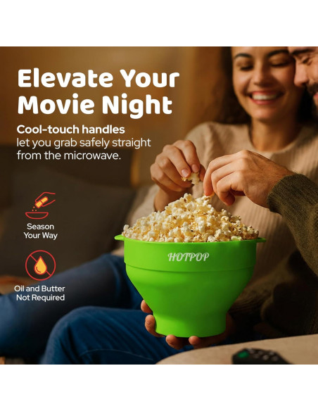 Hacedor de Palomitas de Silicona Hotpop Verde 15 Tazas Colapsable