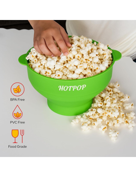 Hacedor de Palomitas de Silicona Hotpop Verde 15 Tazas Colapsable