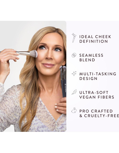 Brocha Angulada para Rubor BK BEAUTY A507 - Vegana y Suave