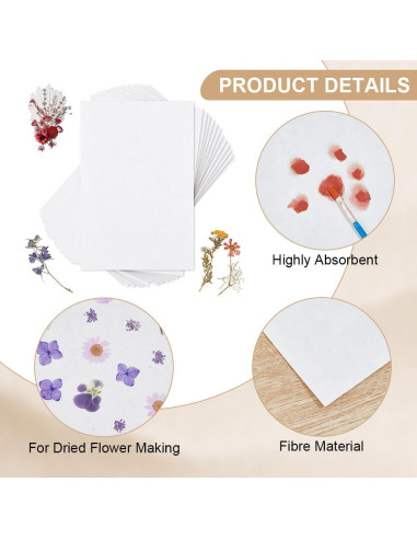 Papel Absorbente para Prensado de Flores OLYCRAFT 50Pcs 30.5x20.3cm