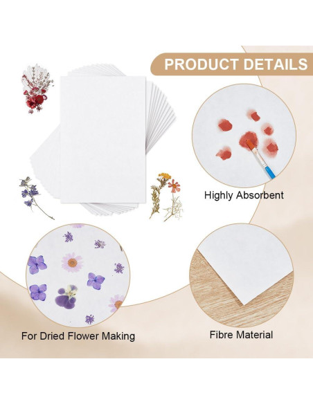 Papel Absorbente para Prensado de Flores OLYCRAFT 50Pcs 30.5x20.3cm