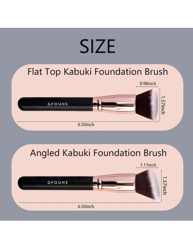 Brocha Kabuki Angulada GFOUNS para Base Líquida y Polvo